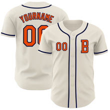 Load image into Gallery viewer, Custom Cream Orange-Navy Authentic Baseball Jersey

