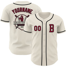 Load image into Gallery viewer, Custom Cream Crimson-Black Authentic Baseball Jersey
