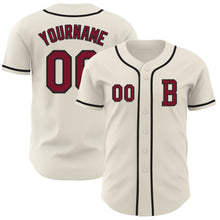 Load image into Gallery viewer, Custom Cream Crimson-Black Authentic Baseball Jersey
