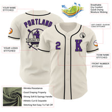 Load image into Gallery viewer, Custom Cream Purple-Black Authentic Baseball Jersey
