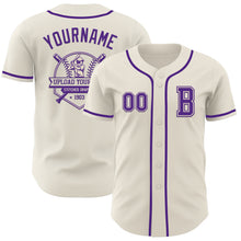 Load image into Gallery viewer, Custom Cream Purple Authentic Baseball Jersey

