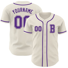 Load image into Gallery viewer, Custom Cream Purple Authentic Baseball Jersey
