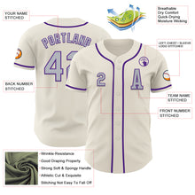 Load image into Gallery viewer, Custom Cream Gray-Purple Authentic Baseball Jersey
