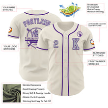 Load image into Gallery viewer, Custom Cream Gray-Purple Authentic Baseball Jersey
