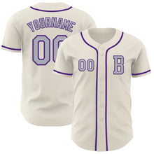 Load image into Gallery viewer, Custom Cream Gray-Purple Authentic Baseball Jersey
