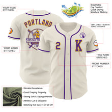 Load image into Gallery viewer, Custom Cream Purple-Gold Authentic Baseball Jersey
