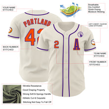 Load image into Gallery viewer, Custom Cream Orange-Purple Authentic Baseball Jersey
