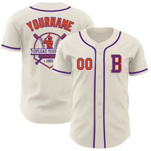 Load image into Gallery viewer, Custom Cream Orange-Purple Authentic Baseball Jersey
