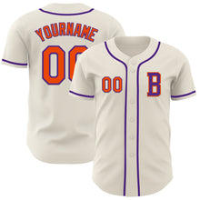 Load image into Gallery viewer, Custom Cream Orange-Purple Authentic Baseball Jersey

