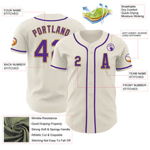 Load image into Gallery viewer, Custom Cream Purple-Old Gold Authentic Baseball Jersey
