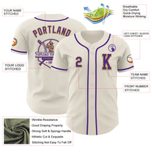 Load image into Gallery viewer, Custom Cream Purple-Old Gold Authentic Baseball Jersey
