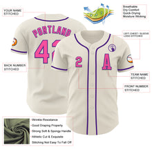 Load image into Gallery viewer, Custom Cream Pink-Purple Authentic Baseball Jersey
