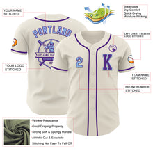 Load image into Gallery viewer, Custom Cream Light Blue-Purple Authentic Baseball Jersey
