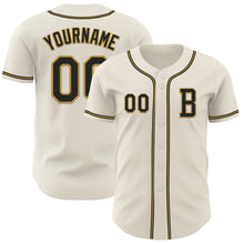 Load image into Gallery viewer, Custom Cream Black-Old Gold Authentic Baseball Jersey
