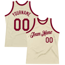 Load image into Gallery viewer, Custom Cream Maroon Authentic Throwback Basketball Jersey
