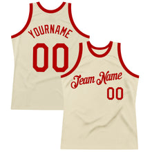 Load image into Gallery viewer, Custom Cream Red Authentic Throwback Basketball Jersey
