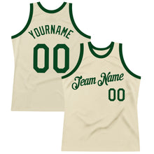 Load image into Gallery viewer, Custom Cream Green Authentic Throwback Basketball Jersey
