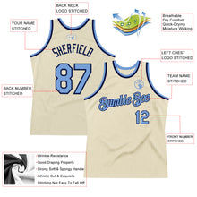 Load image into Gallery viewer, Custom Cream Light Blue-Navy Authentic Throwback Basketball Jersey
