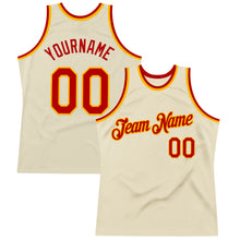 Load image into Gallery viewer, Custom Cream Red-Gold Authentic Throwback Basketball Jersey
