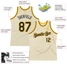 Load image into Gallery viewer, Custom Cream Black-Gold Authentic Throwback Basketball Jersey
