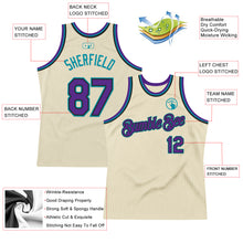 Load image into Gallery viewer, Custom Cream Purple Black-Teal Authentic Throwback Basketball Jersey

