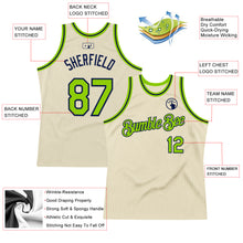 Load image into Gallery viewer, Custom Cream Neon Green-Navy Authentic Throwback Basketball Jersey
