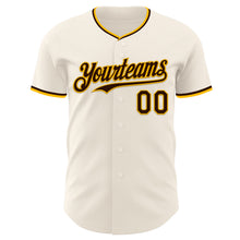 Load image into Gallery viewer, Custom Cream Brown-Gold Authentic Baseball Jersey
