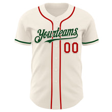 Load image into Gallery viewer, Custom Cream Red-Green Authentic Baseball Jersey
