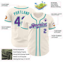 Load image into Gallery viewer, Custom Cream Purple-Teal Authentic Baseball Jersey
