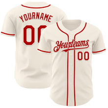 Load image into Gallery viewer, Custom Cream Red Authentic Baseball Jersey

