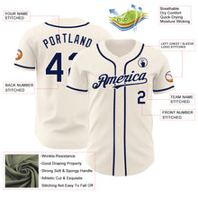 Load image into Gallery viewer, Custom Cream Navy Authentic Baseball Jersey
