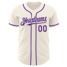 Load image into Gallery viewer, Custom Cream Purple Authentic Baseball Jersey
