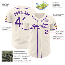 Load image into Gallery viewer, Custom Cream Purple Authentic Baseball Jersey
