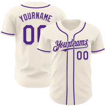 Load image into Gallery viewer, Custom Cream Purple Authentic Baseball Jersey

