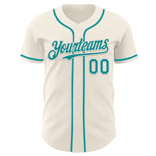 Load image into Gallery viewer, Custom Cream Teal Authentic Baseball Jersey
