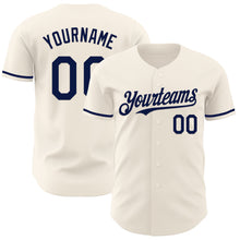 Load image into Gallery viewer, Custom Cream Navy Authentic Baseball Jersey
