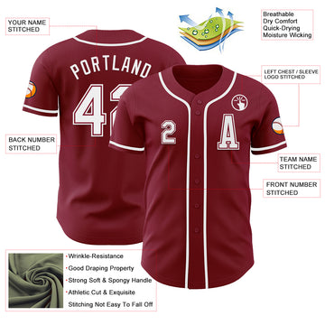 Custom Crimson White Authentic Baseball Jersey