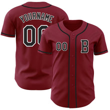 Load image into Gallery viewer, Custom Crimson Black-White Authentic Baseball Jersey
