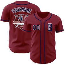 Load image into Gallery viewer, Custom Crimson Navy-White Authentic Baseball Jersey
