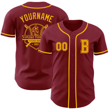 Load image into Gallery viewer, Custom Crimson Gold Authentic Baseball Jersey

