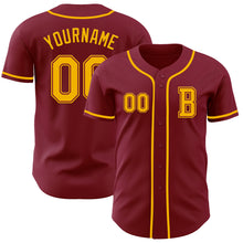 Load image into Gallery viewer, Custom Crimson Gold Authentic Baseball Jersey
