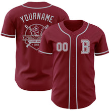 Load image into Gallery viewer, Custom Crimson Gray-White Authentic Baseball Jersey
