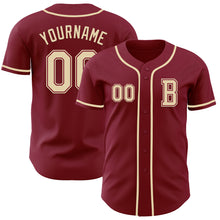 Load image into Gallery viewer, Custom Crimson Cream Authentic Baseball Jersey
