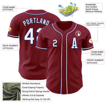 Custom Crimson White-Royal Authentic Baseball Jersey