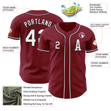 Custom Crimson White-Black Authentic Baseball Jersey