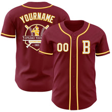 Load image into Gallery viewer, Custom Crimson White-Gold Authentic Baseball Jersey

