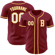 Load image into Gallery viewer, Custom Crimson White-Gold Authentic Baseball Jersey
