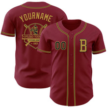 Load image into Gallery viewer, Custom Crimson Black-Old Gold Authentic Baseball Jersey
