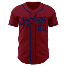 Load image into Gallery viewer, Custom Crimson Navy Authentic Baseball Jersey
