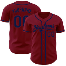 Load image into Gallery viewer, Custom Crimson Navy Authentic Baseball Jersey
